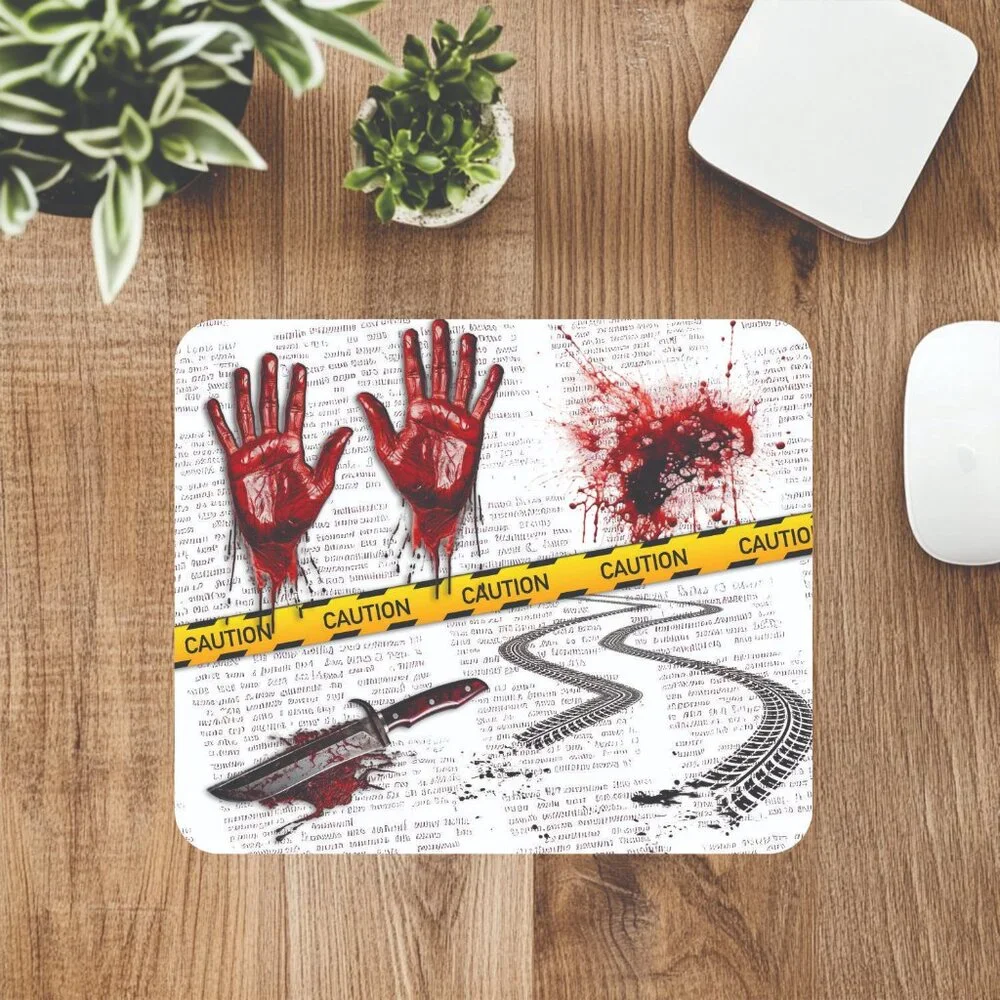 Crime Scene Computer Mousepad Home Office Decor Handmade
